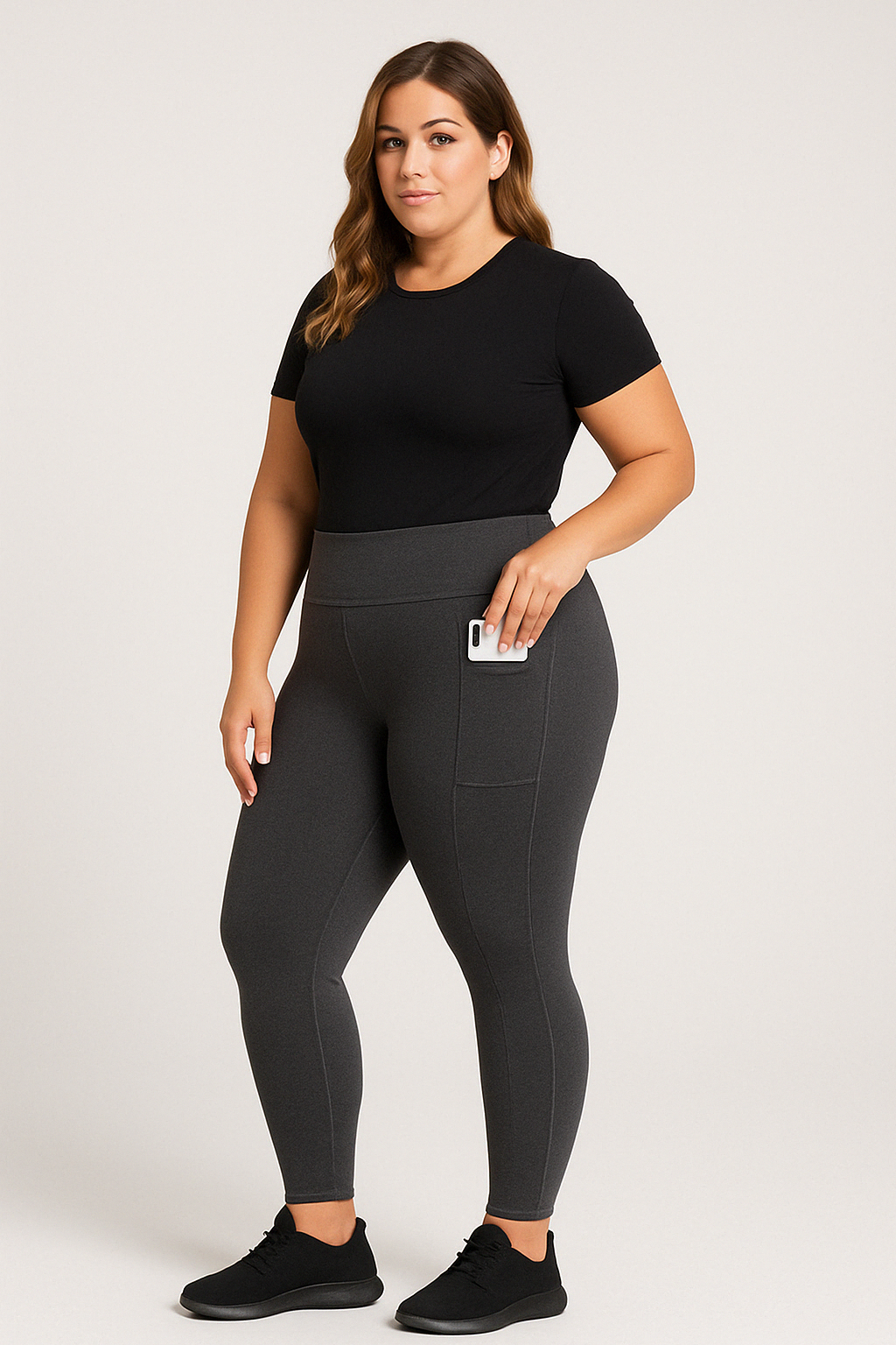 Legging com Bolsos Laterais Feminina Plus Size Cintura Alta