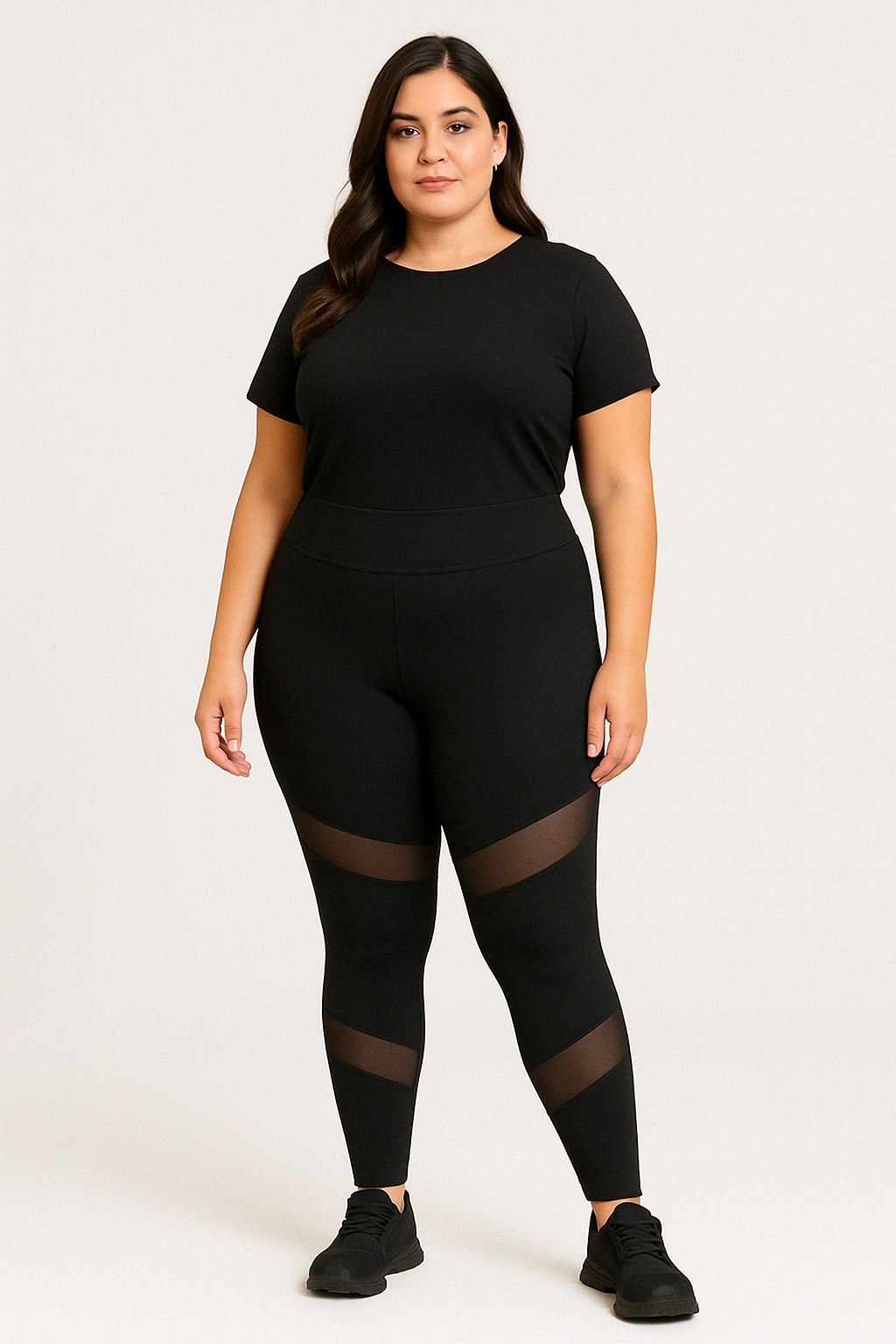 Legging com Recortes em Tule Feminina Plus Size