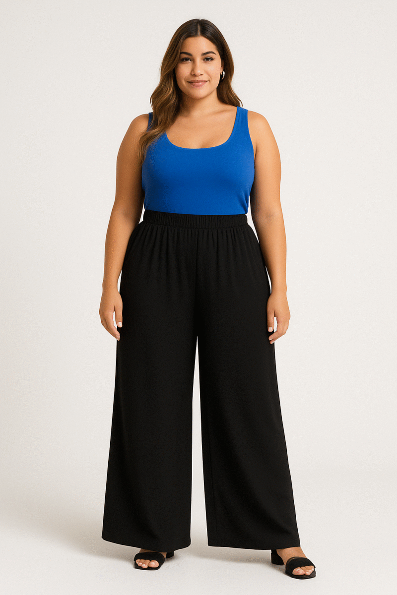 Calça Pantalona Feminina Plus Size Cintura Alta