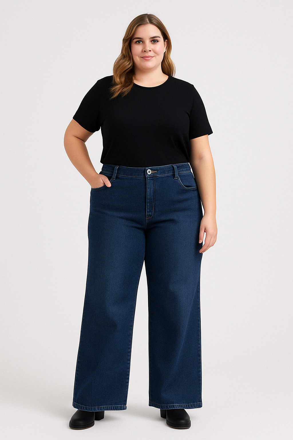 Calça wid leg feminina plus size azul