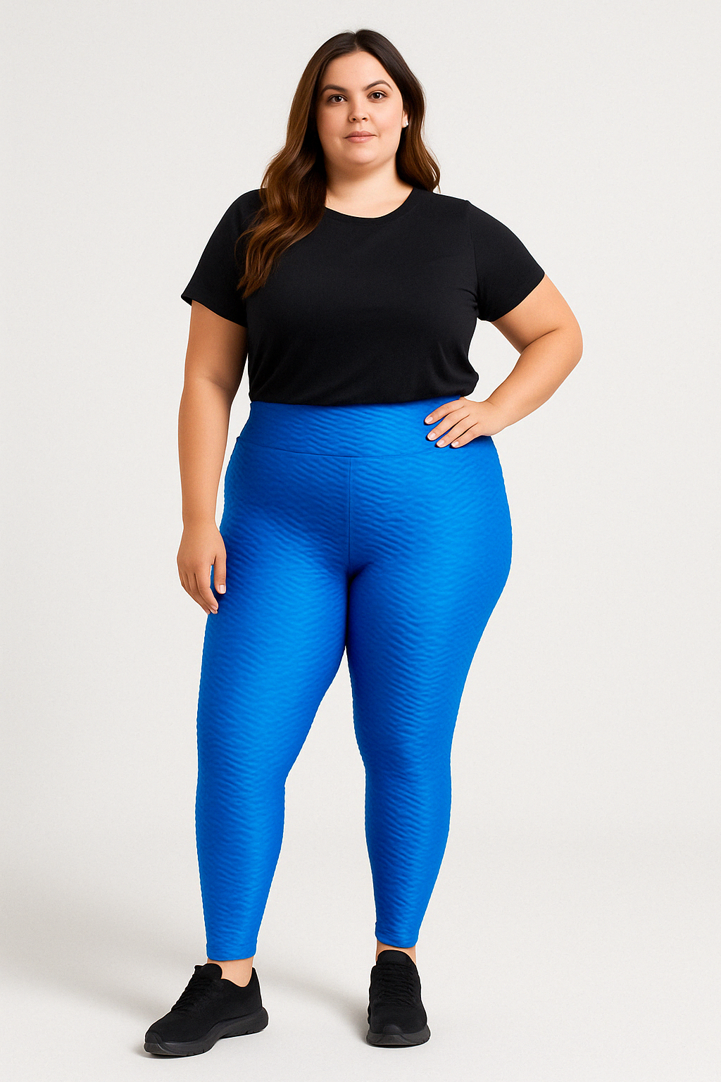 Legging 3D Texturizada Feminina Plus Size Cintura Alta