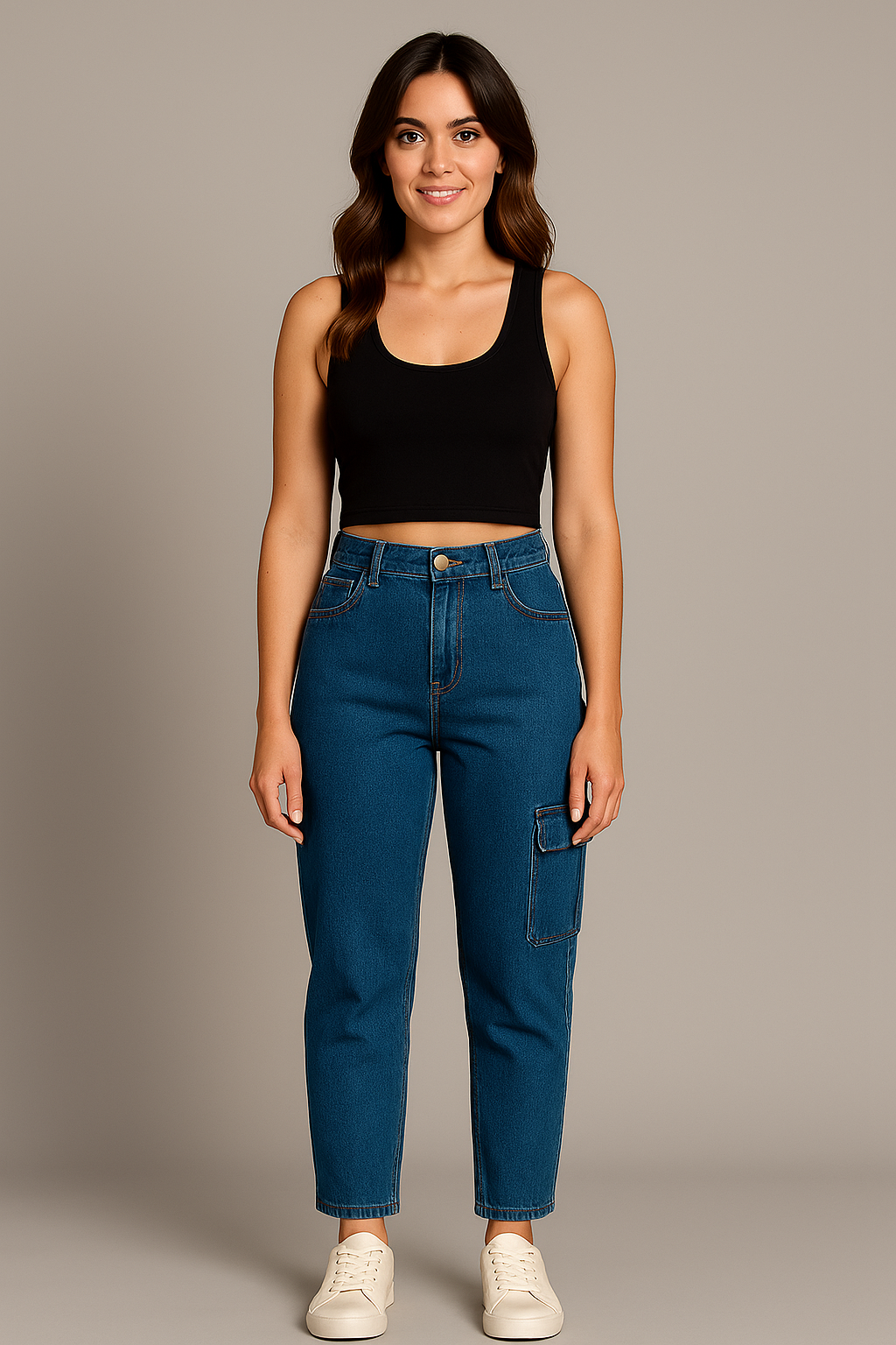 Calça Cargo Feminino Jeans